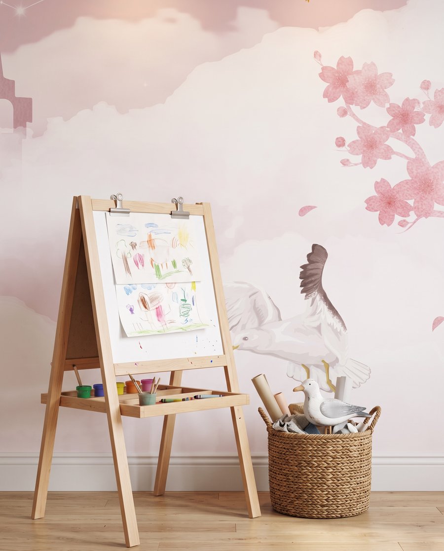 Castelo cor-de-rosa entre nuvens — detalhe
