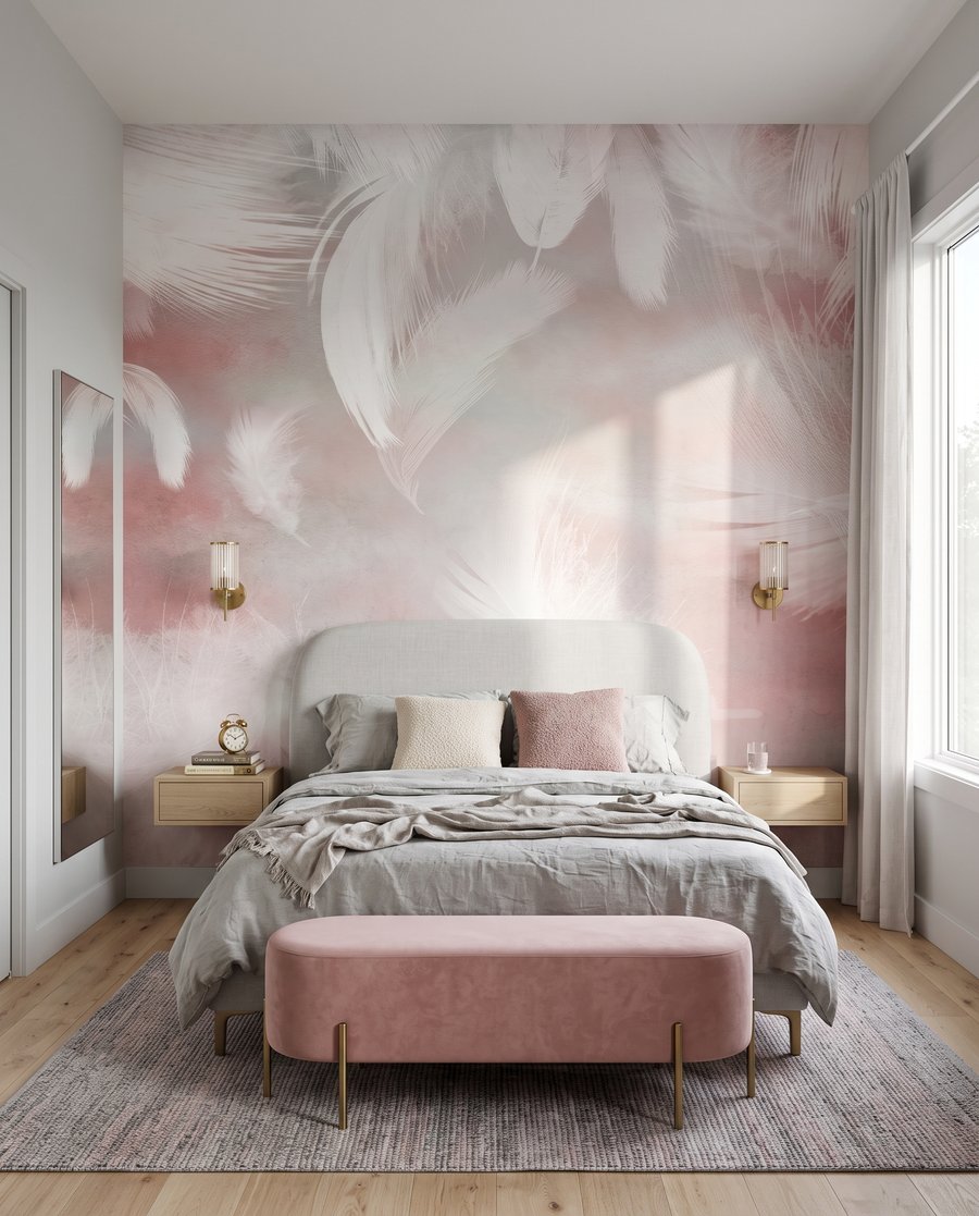 Penas rosa em queda — interior 2