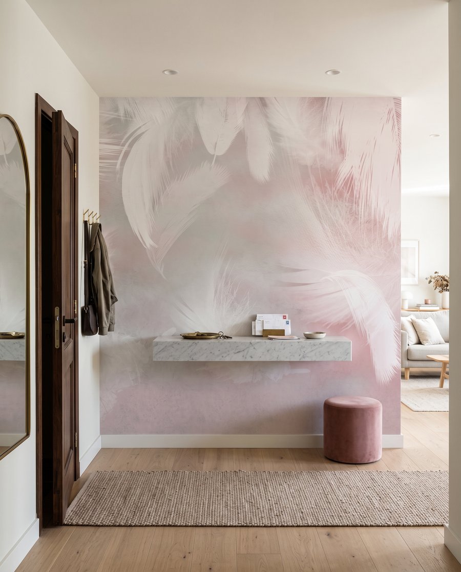 Penas rosa em queda — interior 4