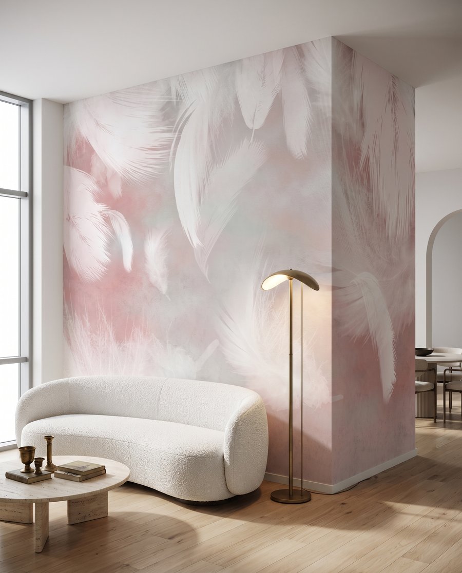 Penas rosa em queda — interior 5