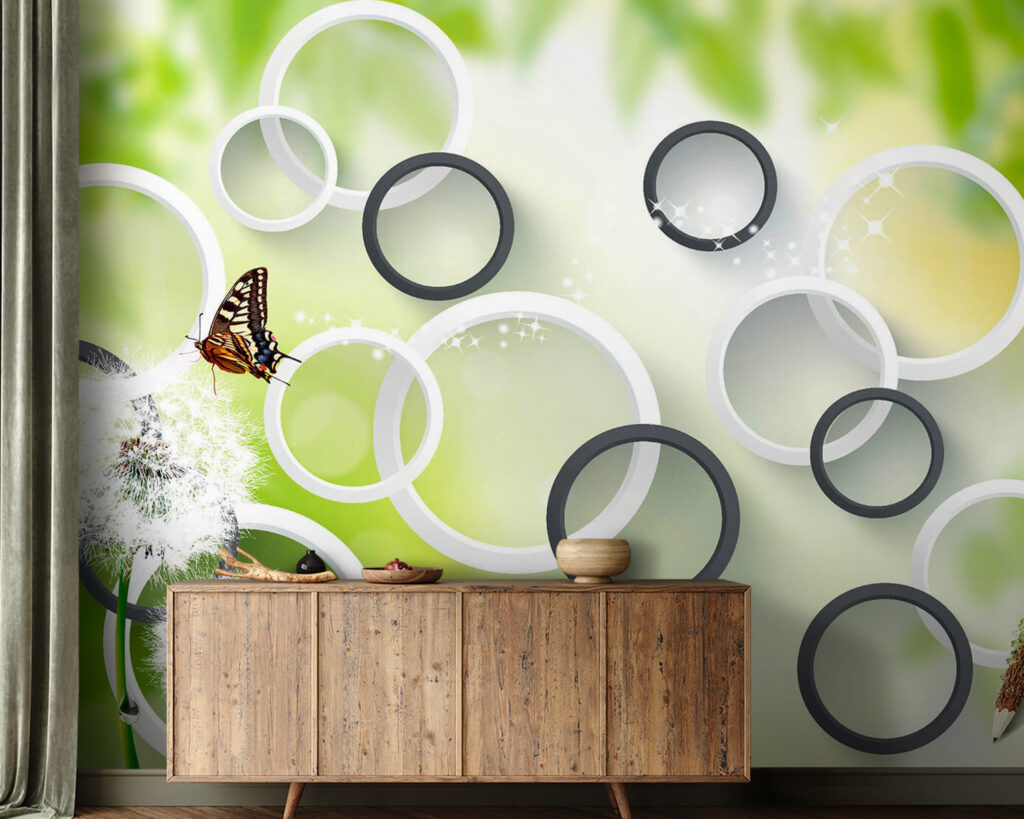Círculos em pompons brancos — interior 1