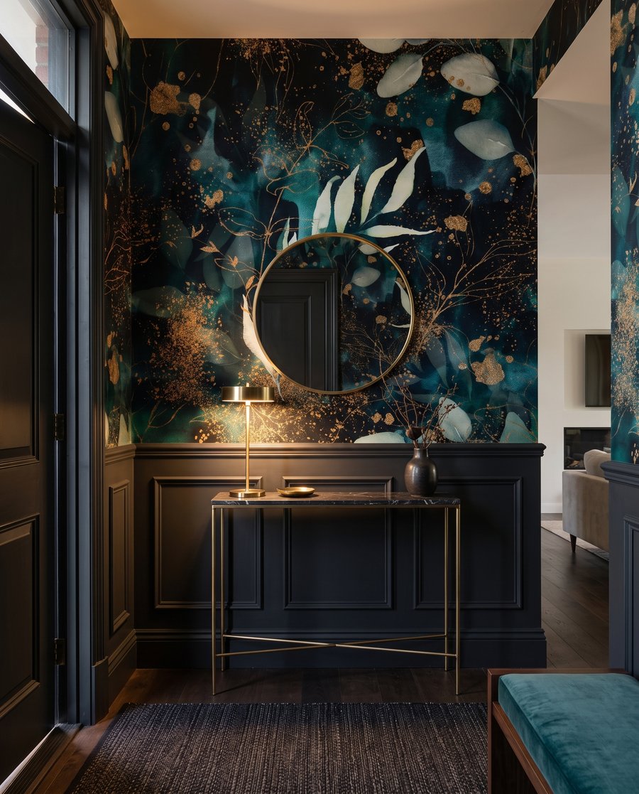 Folhas em verde noturno — interior 5