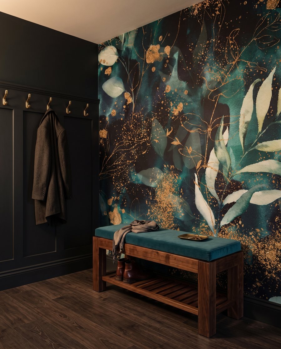 Folhas em verde noturno — interior 6