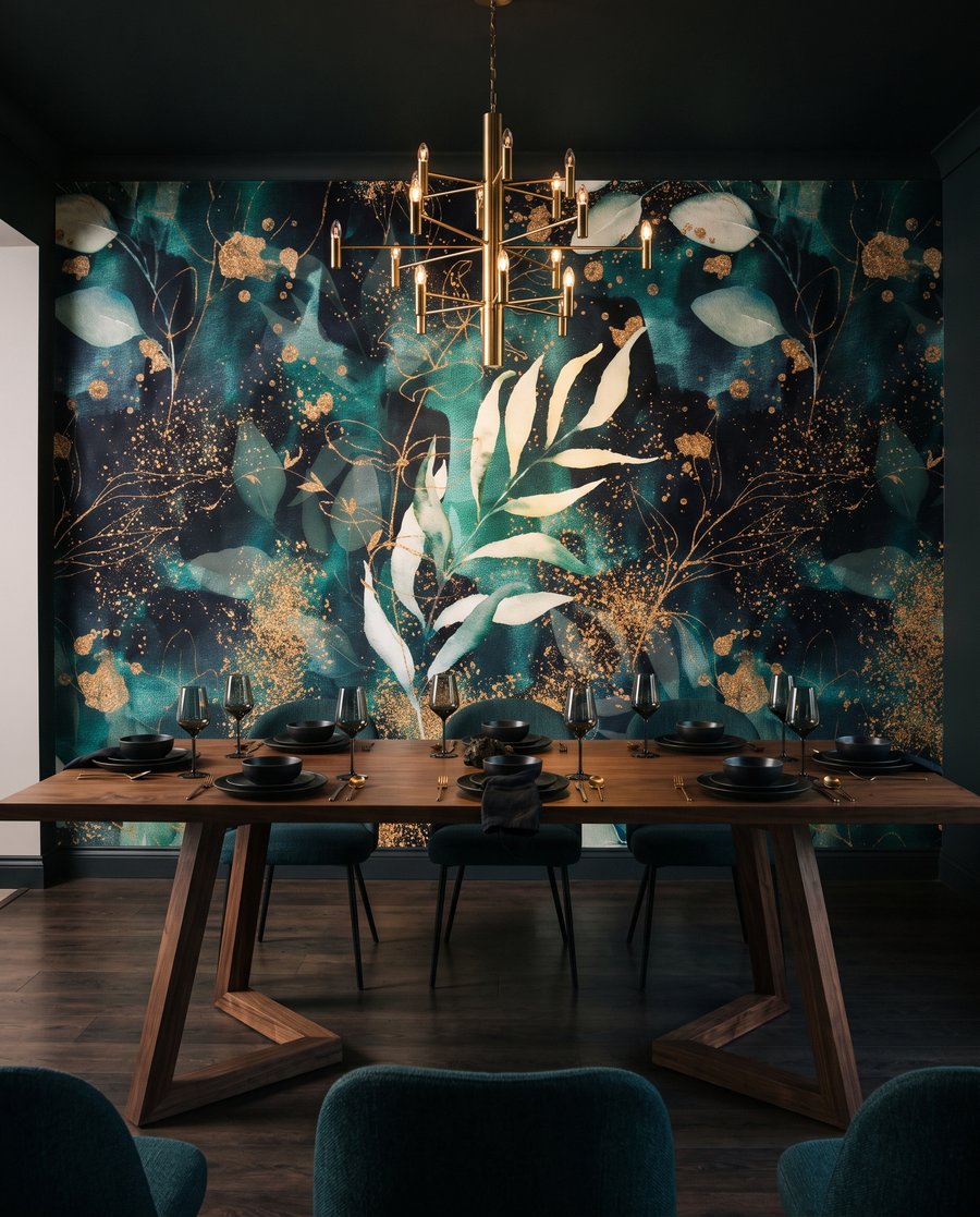 Folhas em verde noturno — interior 7