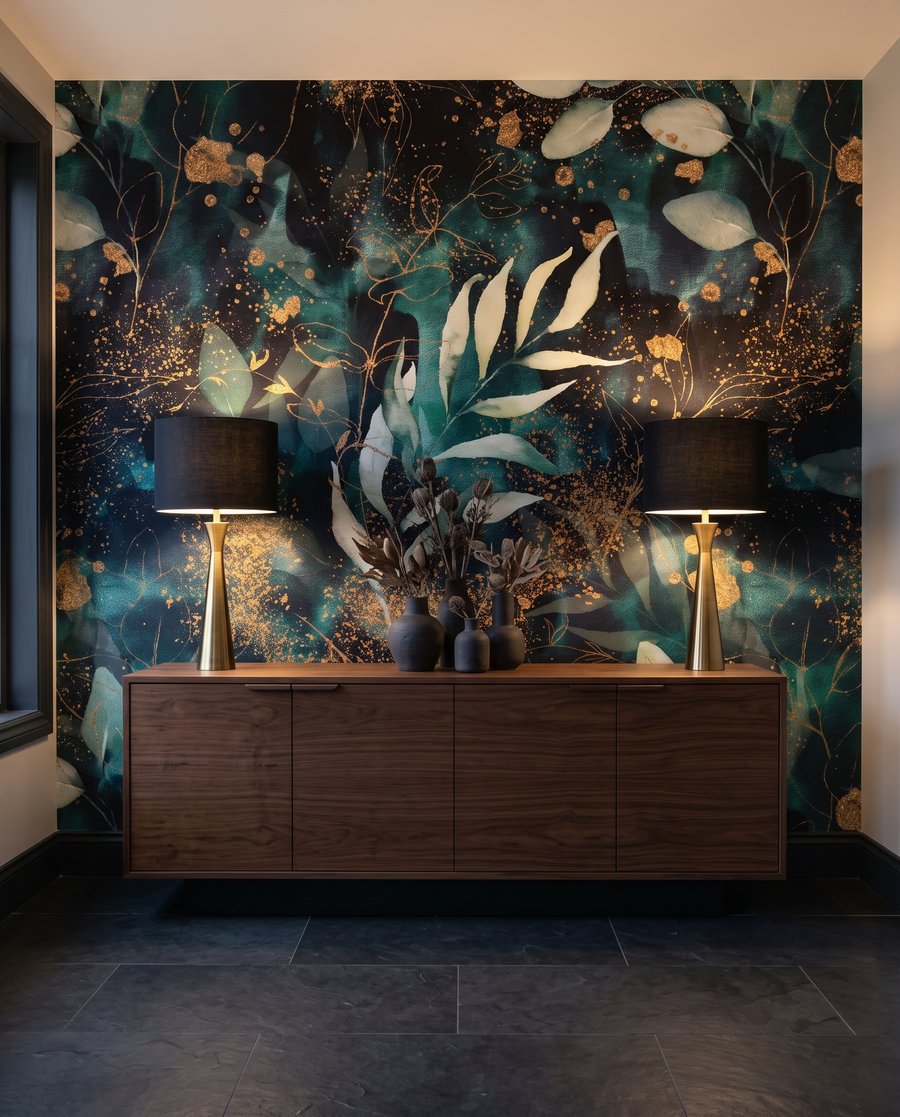 Folhas em verde noturno — interior 8