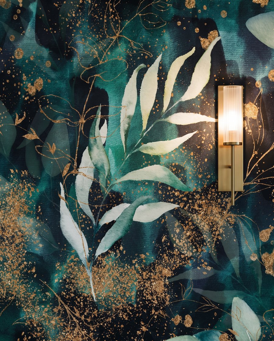 Folhas em verde noturno — detalhe