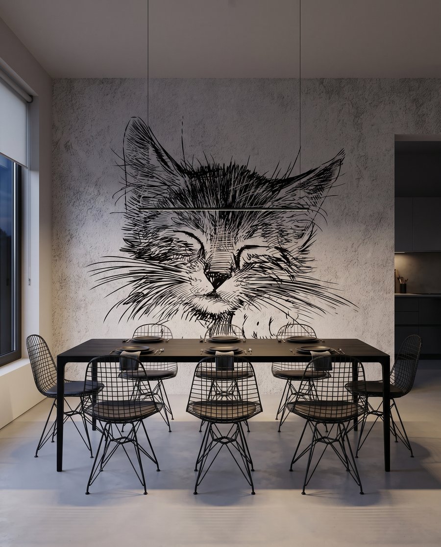 Gato sonolento num interior