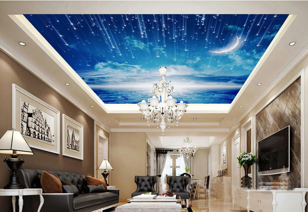Lua sobre ondas noturnas num interior