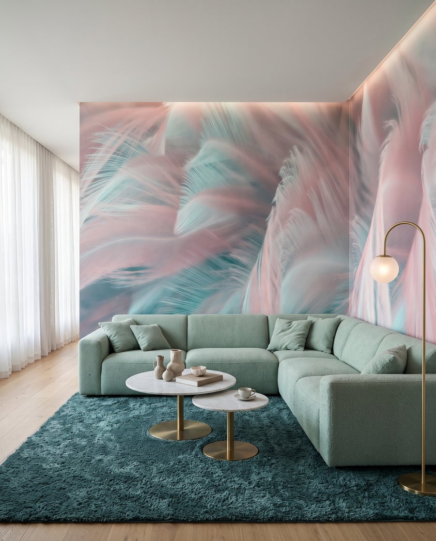 Penas rosa e turquesa — interior 4