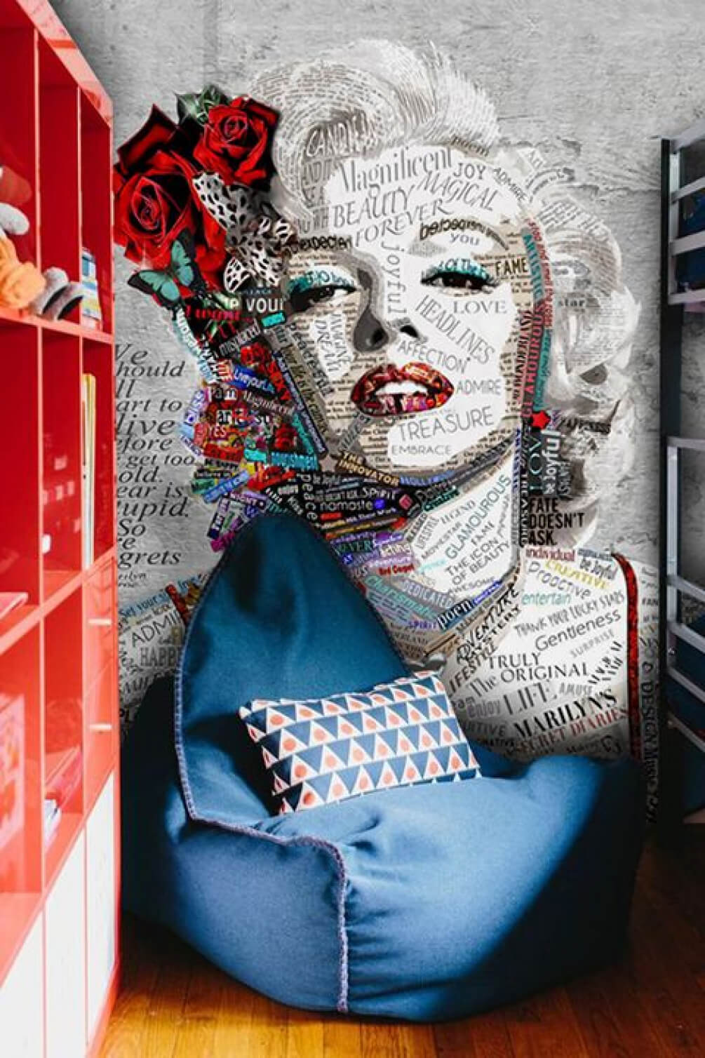 Retrato entre letras coloridas — interior 1