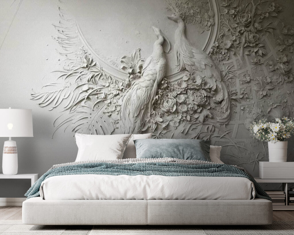 Aves em relevo floral — interior 1