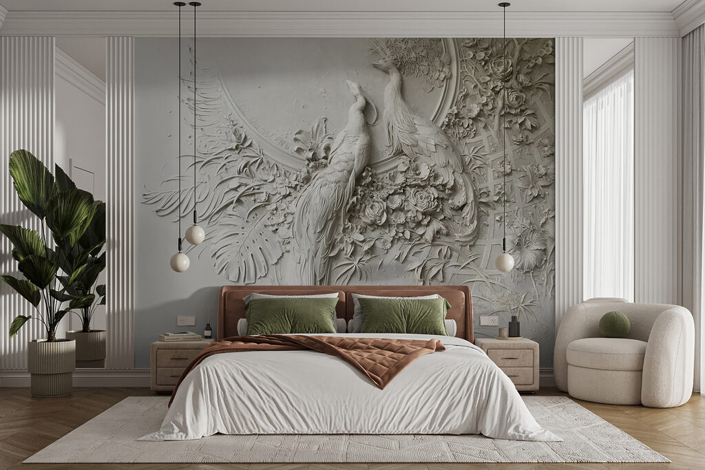 Aves em relevo floral — interior 6