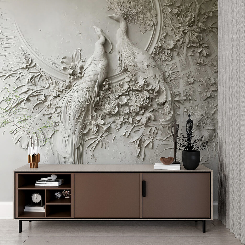 Aves em relevo floral — interior 7