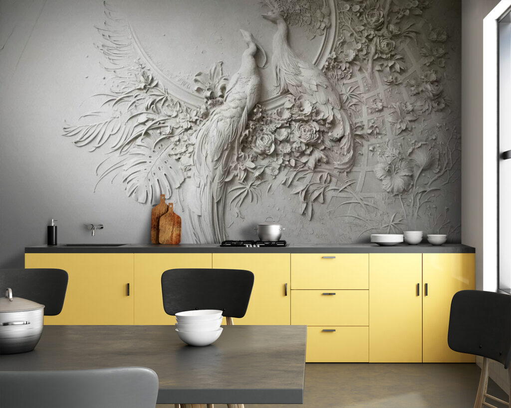 Aves em relevo floral — interior 5