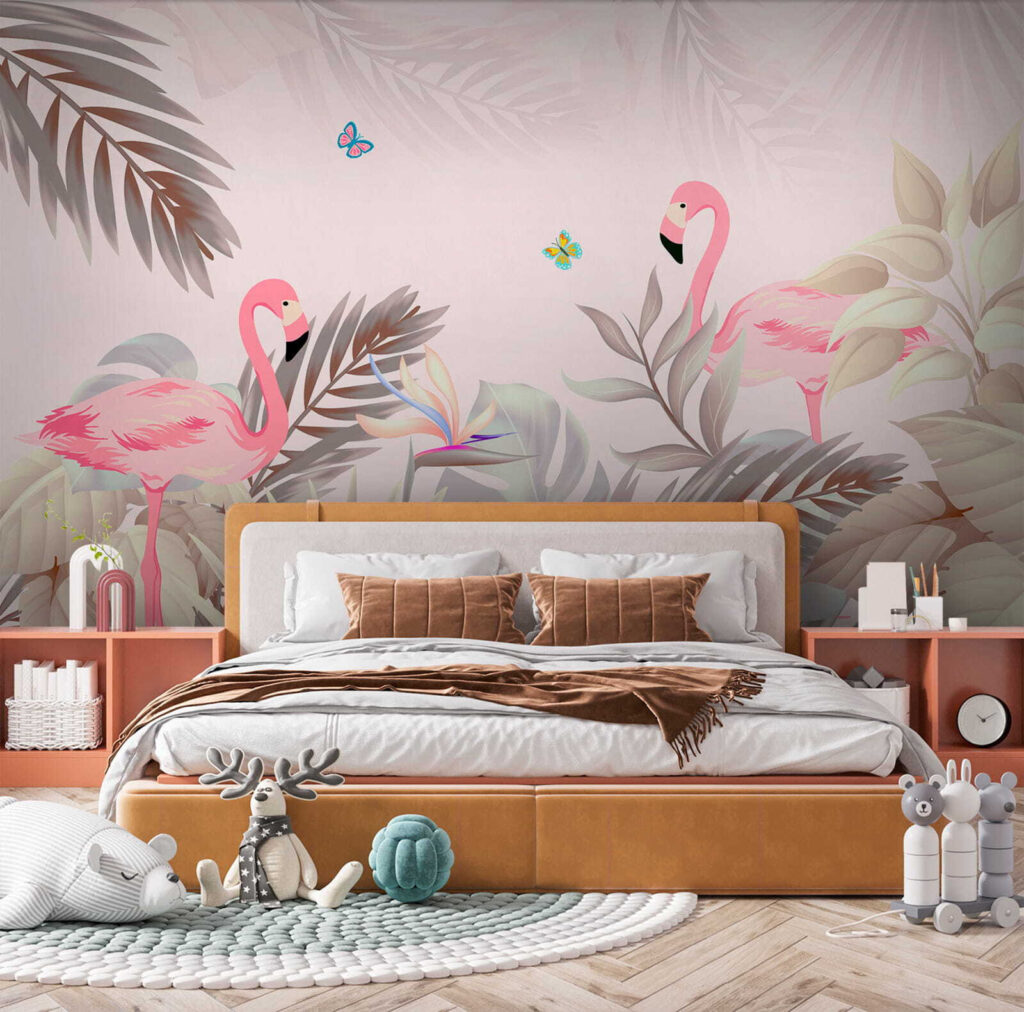 Flamingos entre folhas suaves — interior 6