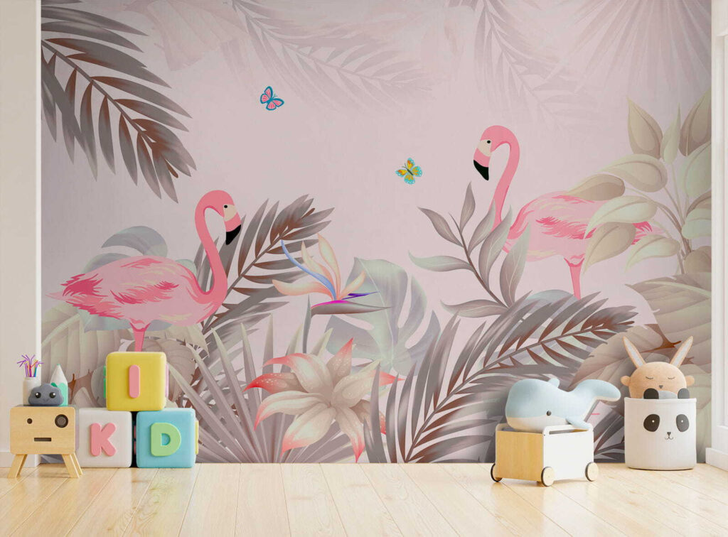 Flamingos entre folhas suaves — interior 7