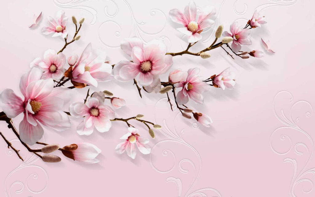 Magnólia sobre rosa delicado — design completo