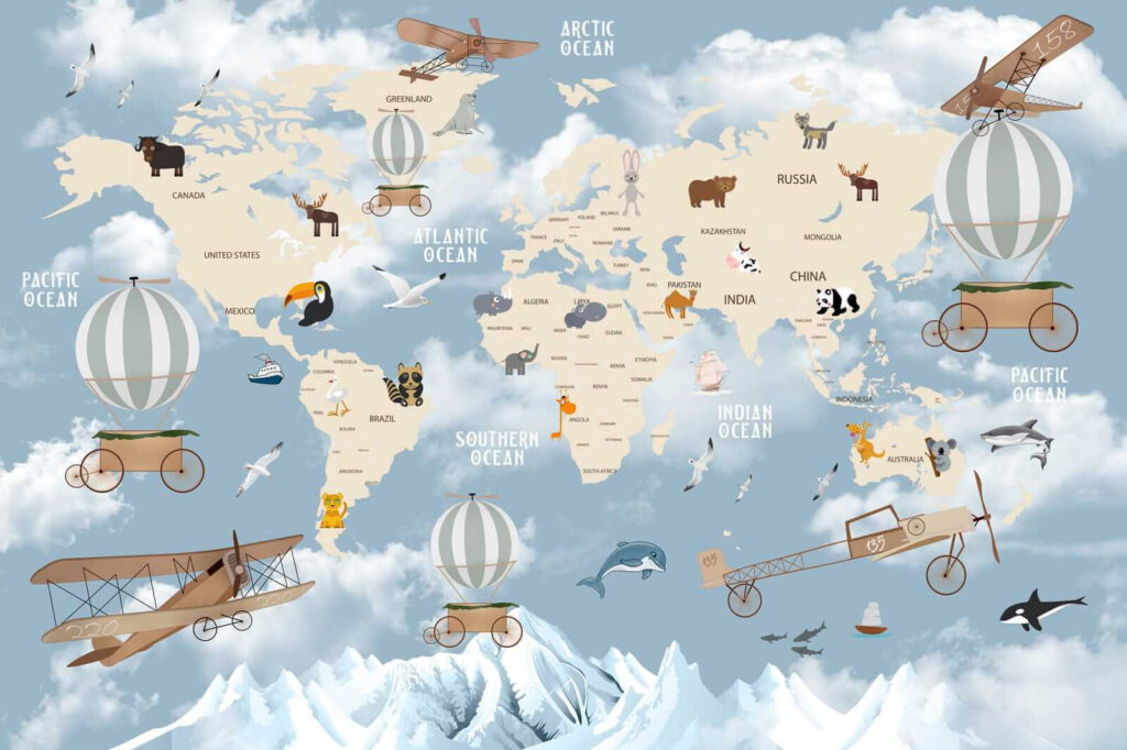 Mapa do mundo voador — design completo