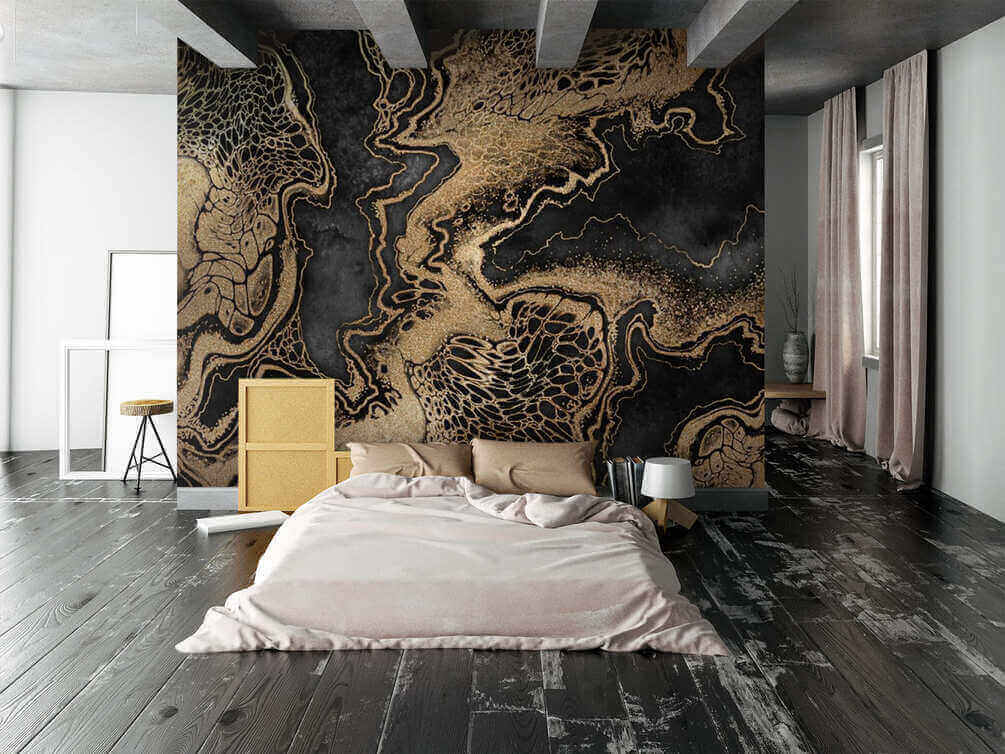 Linhas douradas sobre negro — interior 2