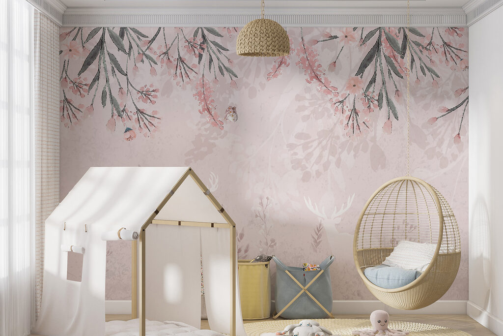 Folhas suspensas sobre rosa — interior 2