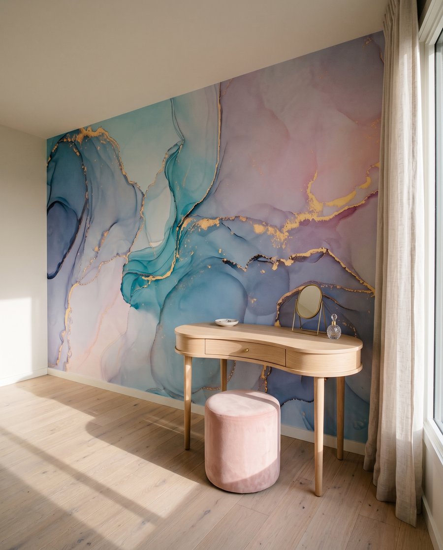 Poças azuis com dourado — interior 3