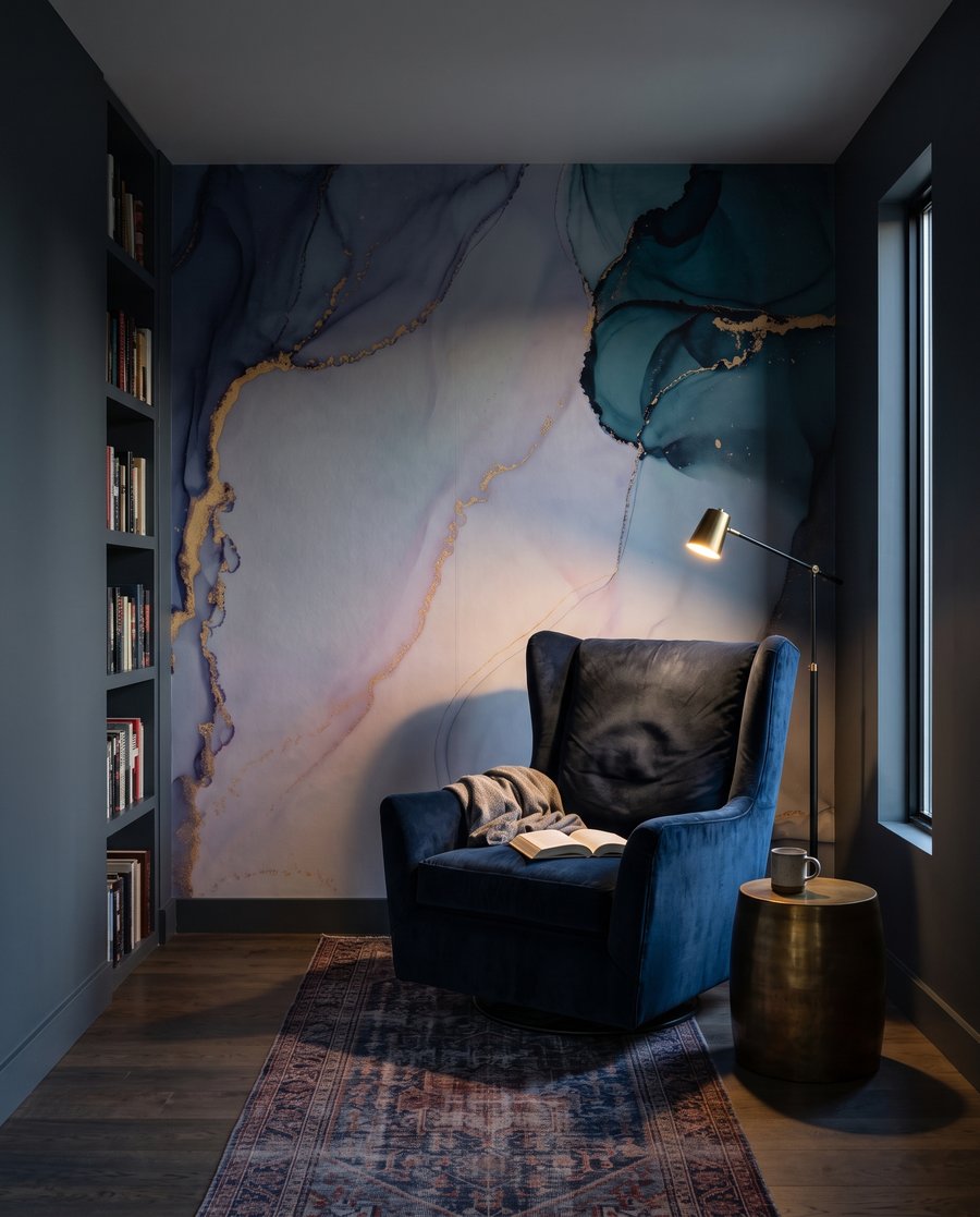 Poças azuis com dourado — interior 4