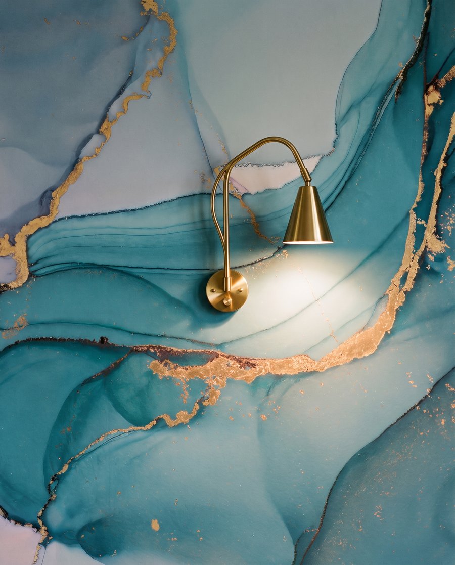 Poças azuis com dourado — detalhe