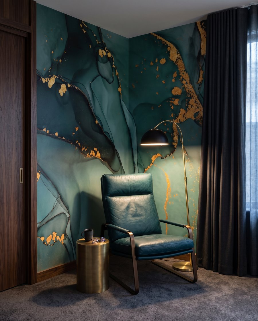 Fenda dourada em verde-escuro — interior 2