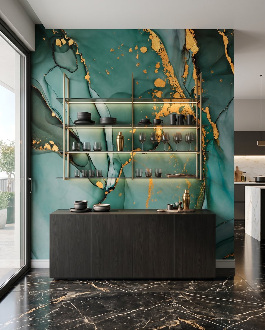 Fenda dourada em verde-escuro — interior 7