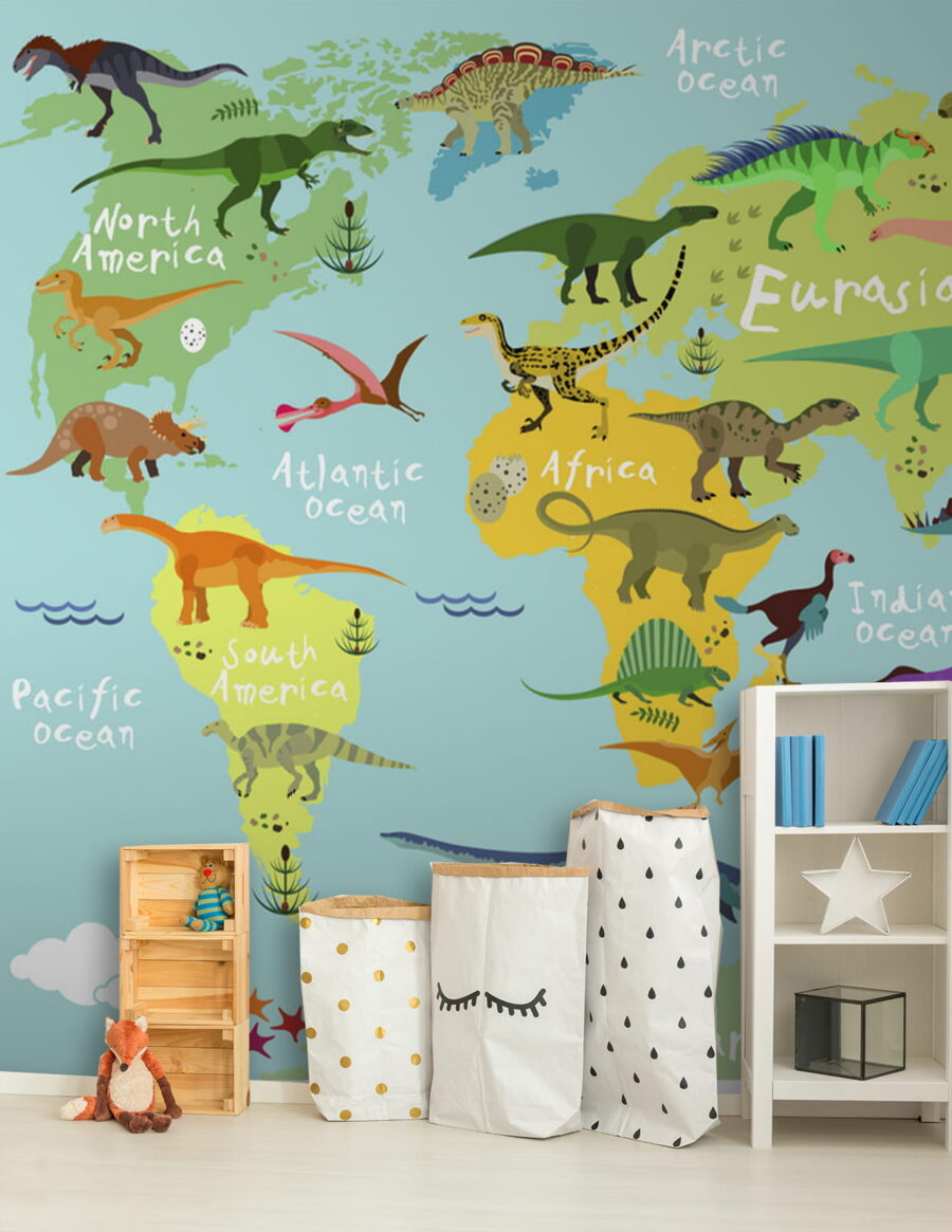 O mundo dos dinossauros num interior