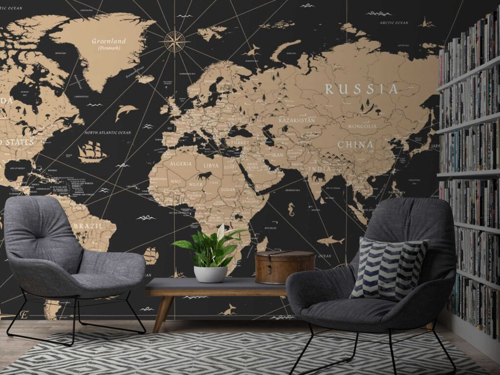 Mapa-mundo cor de areia — interior 2