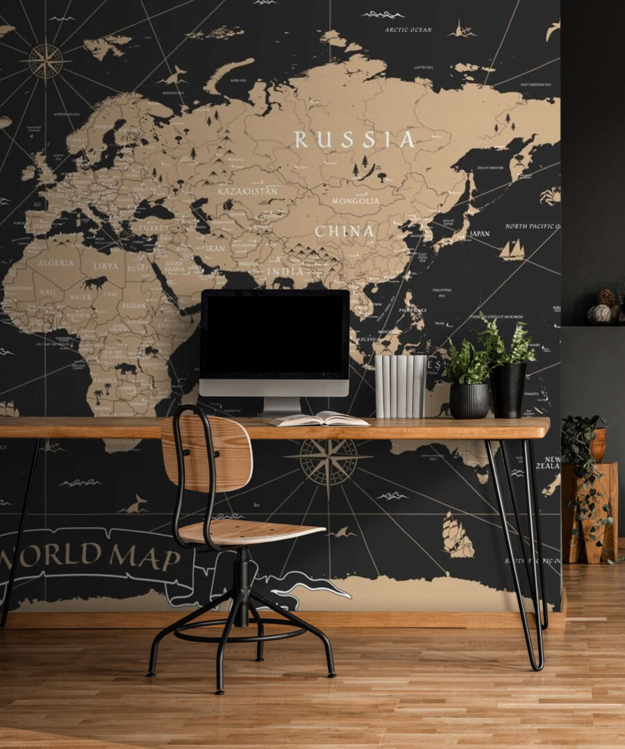 Mapa-mundo cor de areia — interior 1