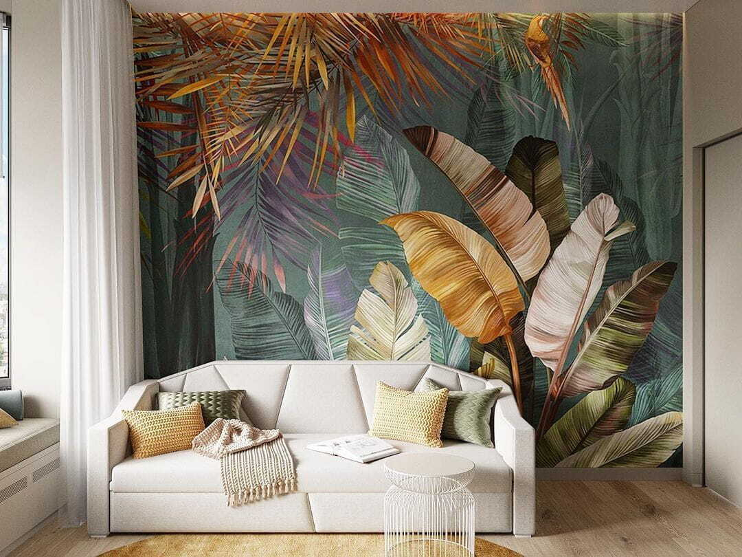 Folhas tropicais e aves — interior 1