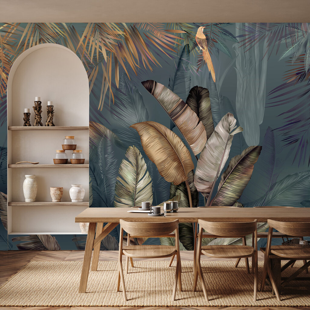 Folhas tropicais e aves — interior 4