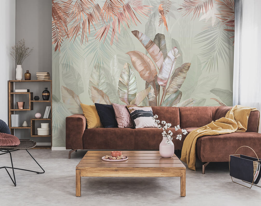 Folhas tropicais e aves — interior 2