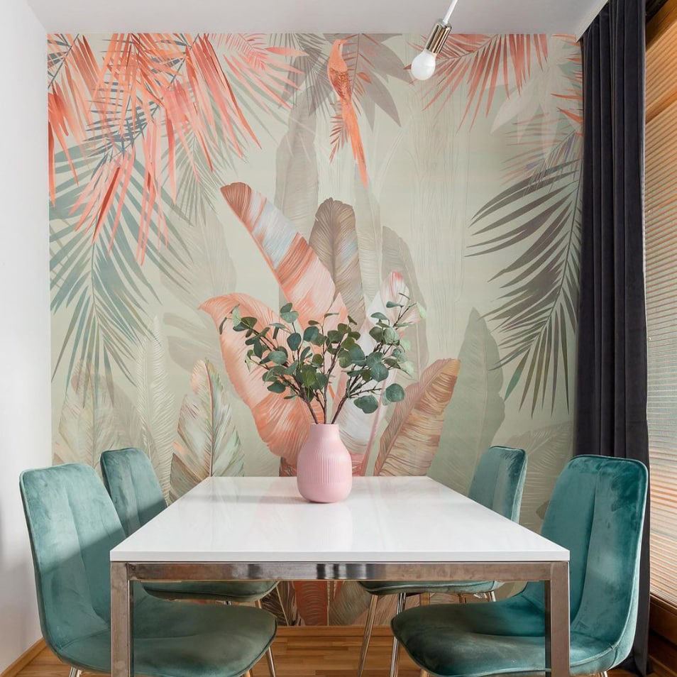 Folhas tropicais e aves — interior 3