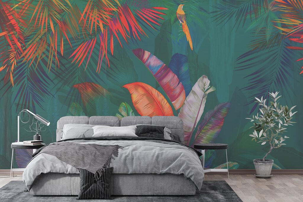Folhas tropicais e aves — interior 4