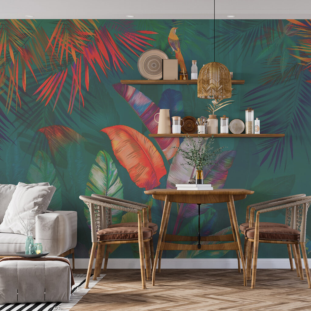 Folhas tropicais e aves — interior 5