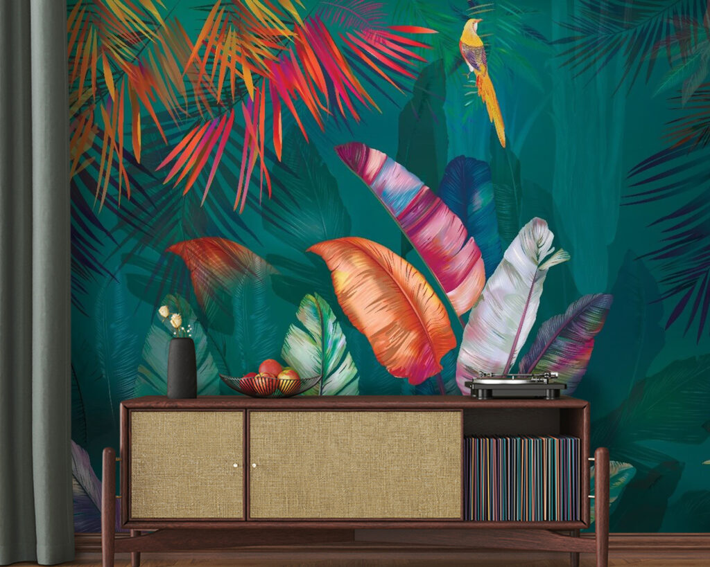 Folhas tropicais e aves — interior 2