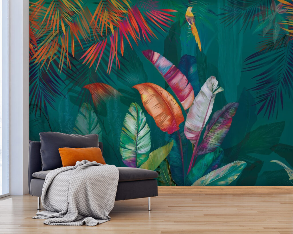 Folhas tropicais e aves — interior 3