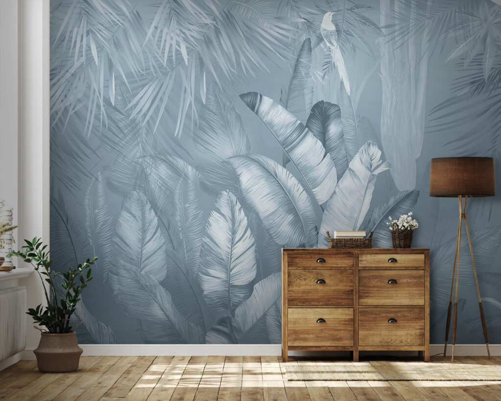 Folhas tropicais e aves — interior 1