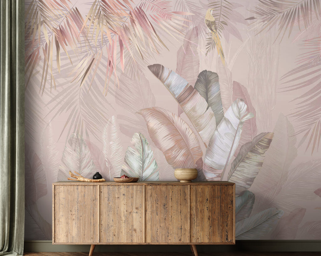 Folhas tropicais e aves — interior 2