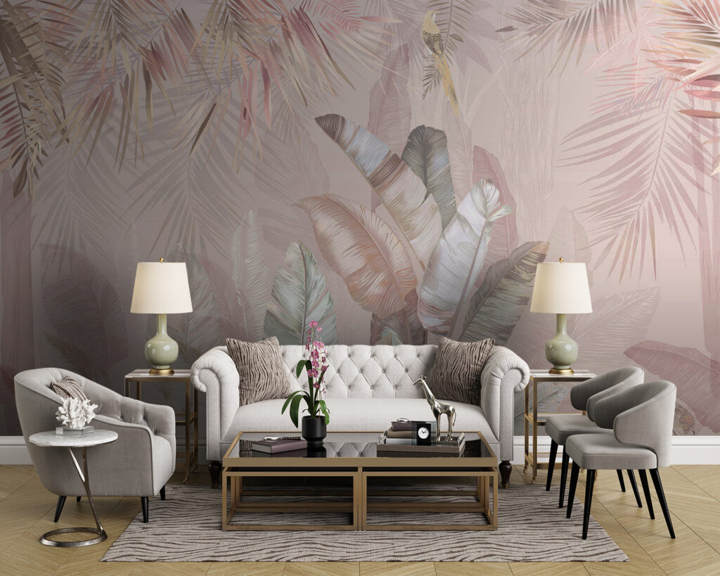 Folhas tropicais e aves — interior 3