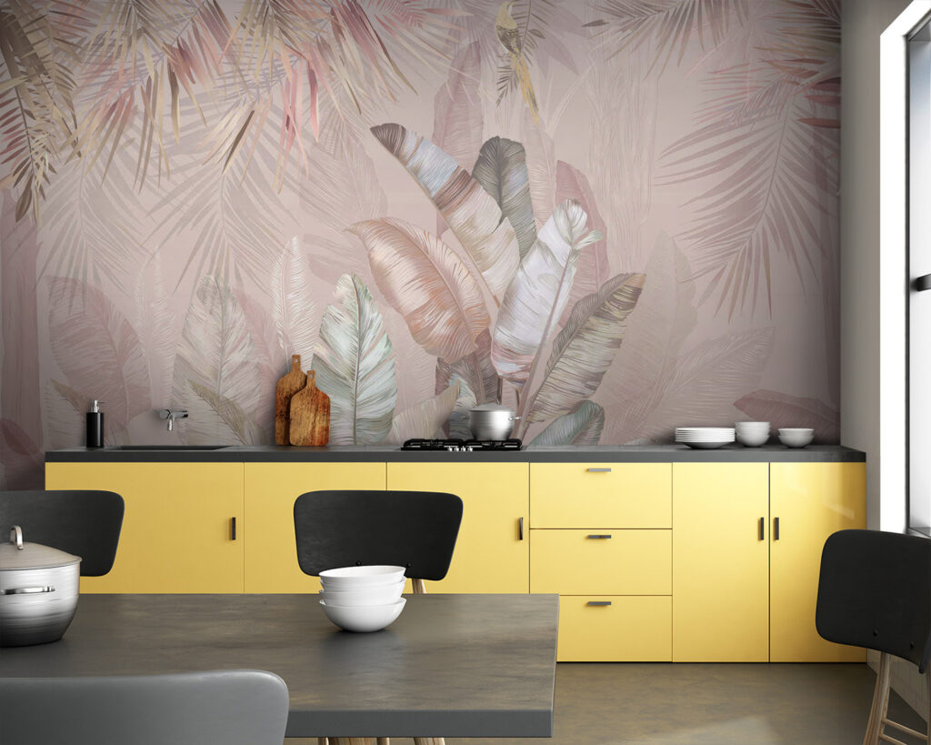 Folhas tropicais e aves — interior 1