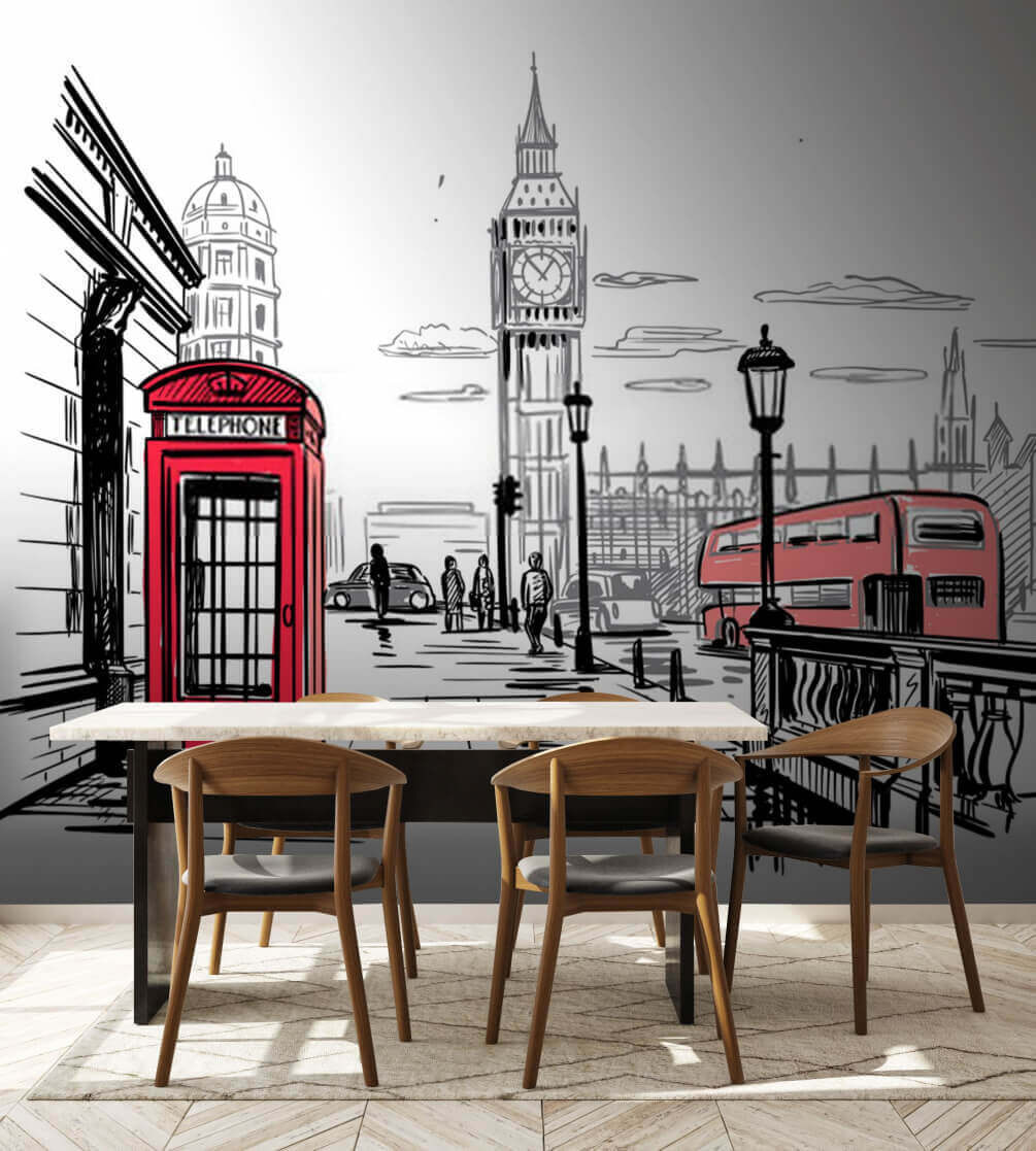 Vermelho em Londres num interior