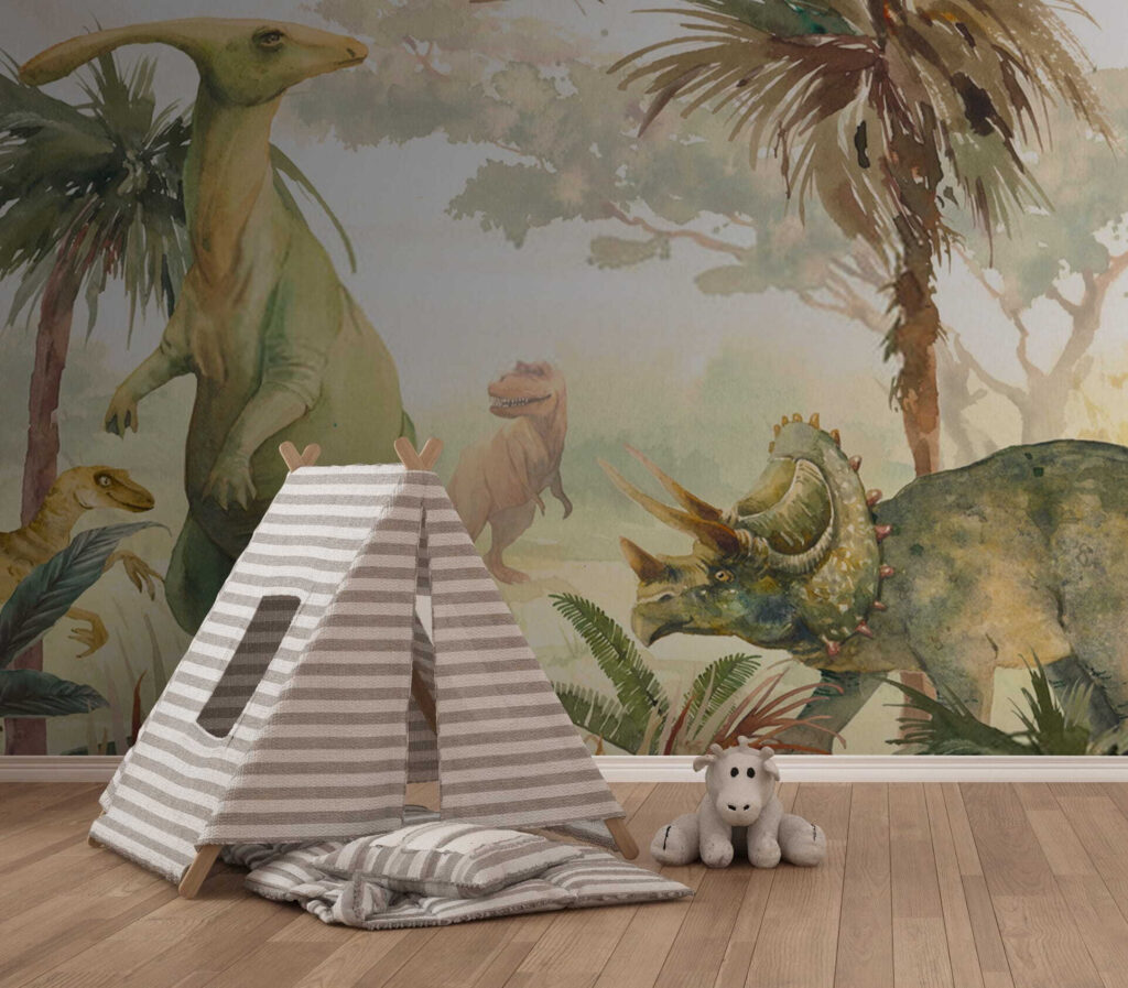Dinossauros em aguarela — interior 1