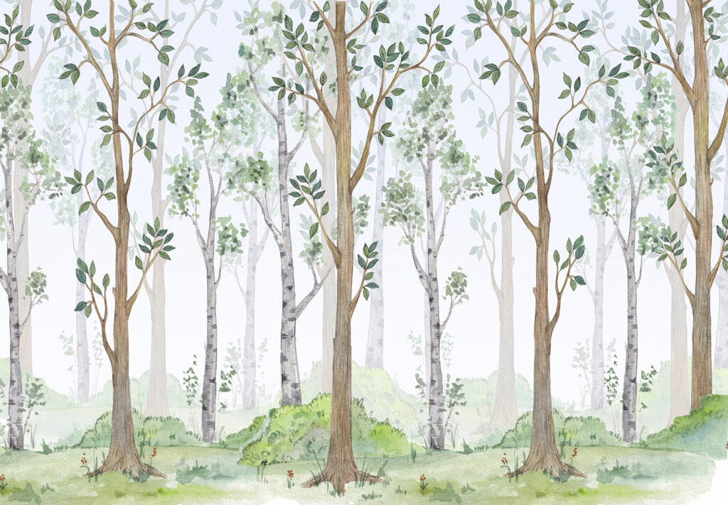 Bosque claro de troncos — design completo