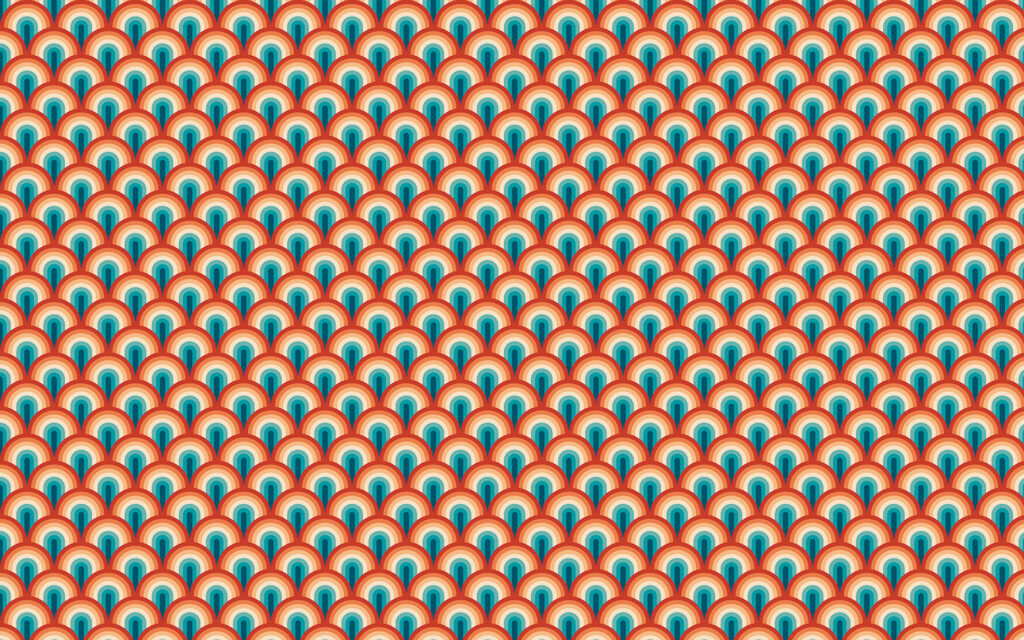 Leques turquesa com laranja — design completo