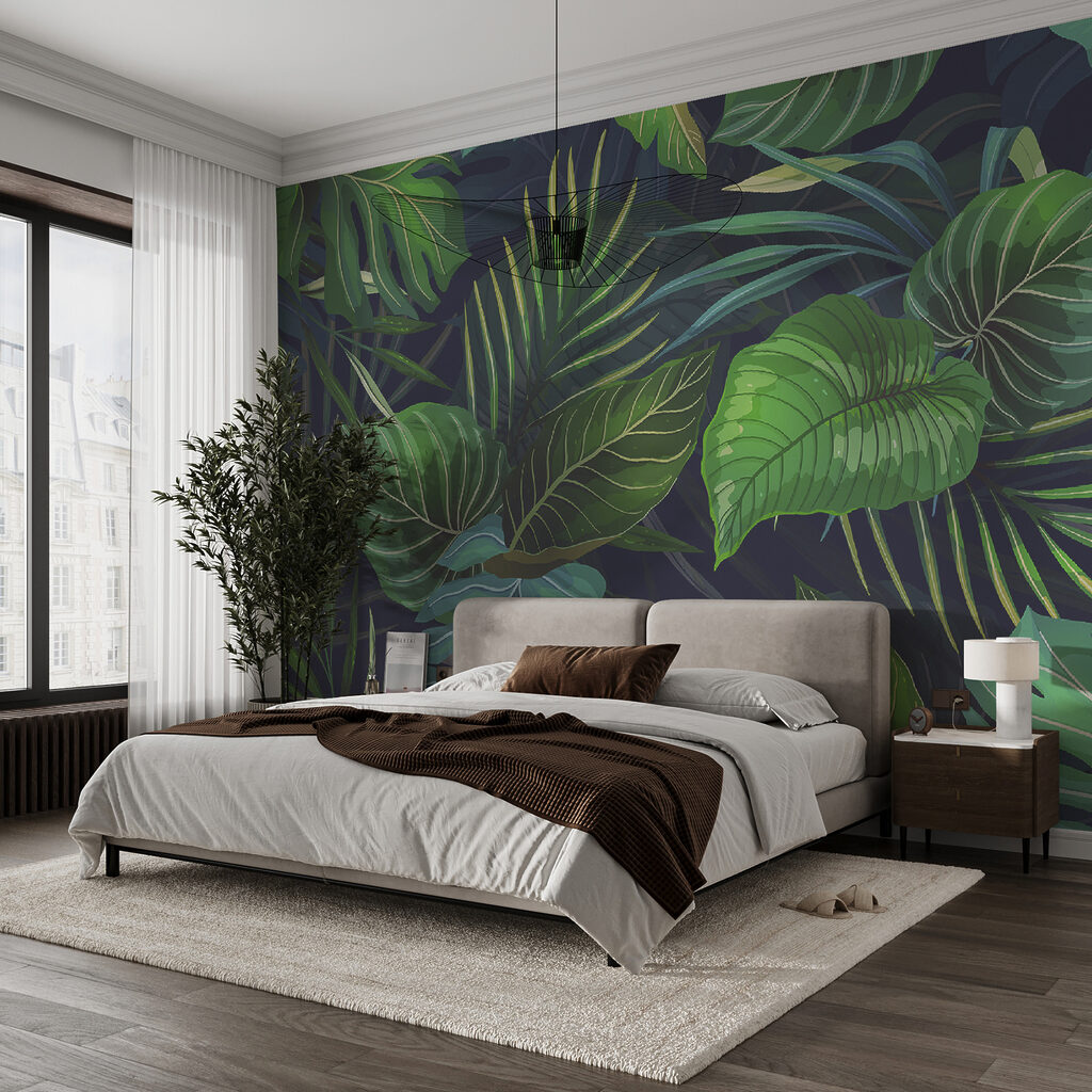 Folhas tropicais em azul-escuro — interior 4