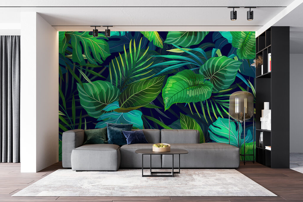 Folhas tropicais em azul-escuro — interior 3